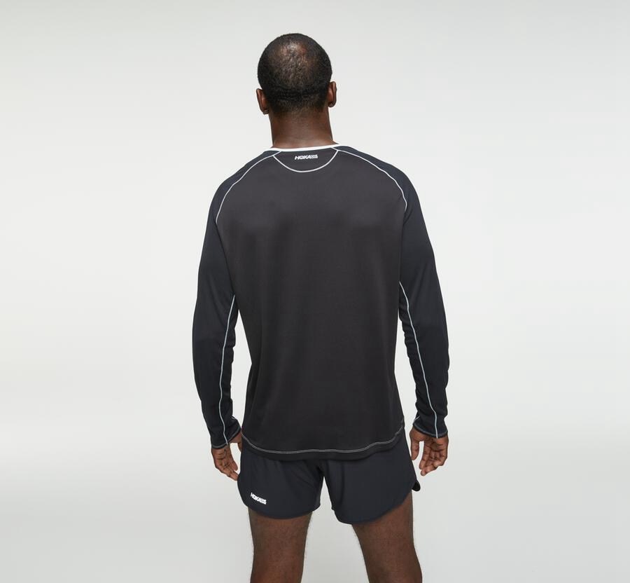 Hoka One One Top Erkek Mavi/Siyah - Performance Long Sleeve - WA1563289